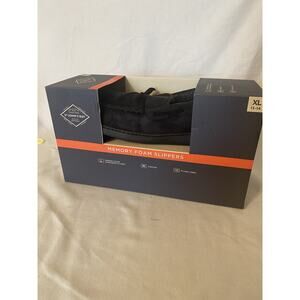 St. John's Bay Mens Size XL 13-14 Black Memory Foam Slippers Moccasin Plaid